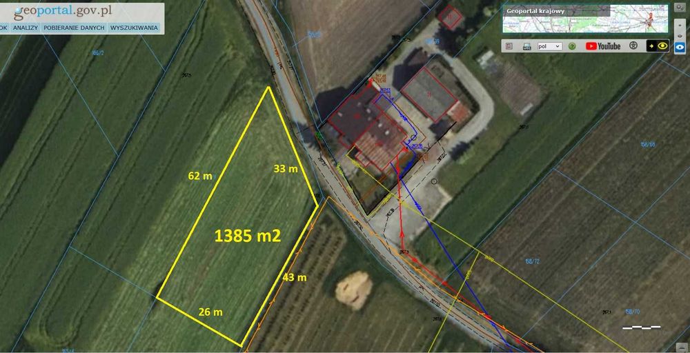 Działka budowlana Zaborze 1385m2