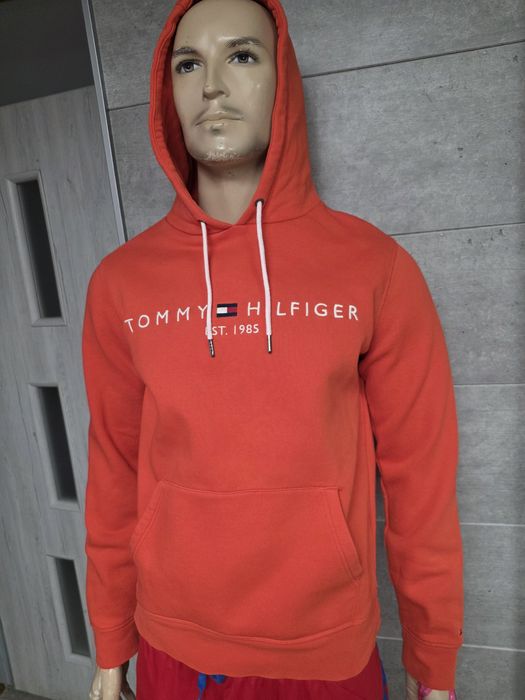 Tommy Hilfiger bluza męska z kapturem pomarańczowa L