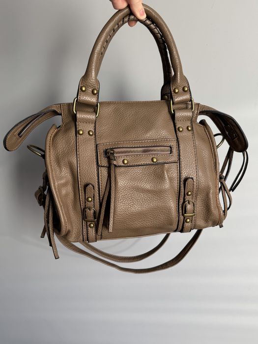 Коричнева сумка balenciaga city  bag style y2k boho grunge з заклепками studded