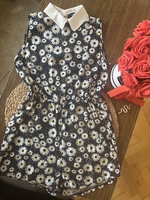 Kombinezon letni materiałowy wiskoza rozm S/XS stan idealny stokrotka
