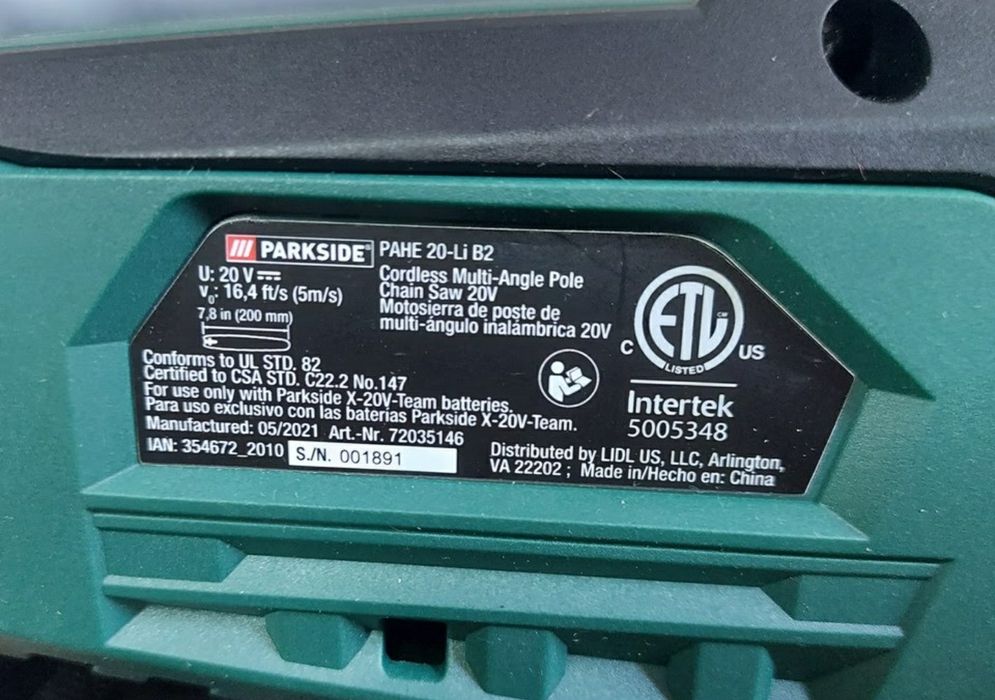 Телескопичный аккумуляторн высоторез сГерман Parkside PAHE 20/сучкорез
