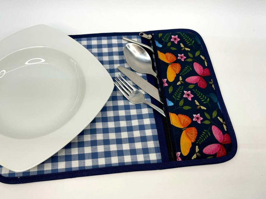 Americano com porta talher, Individual, porta talher, toalha americana