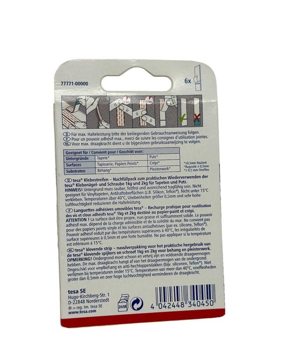 Plastry montażowe samoprzylepne do tapet 6szt x 1kg TESA kod 895