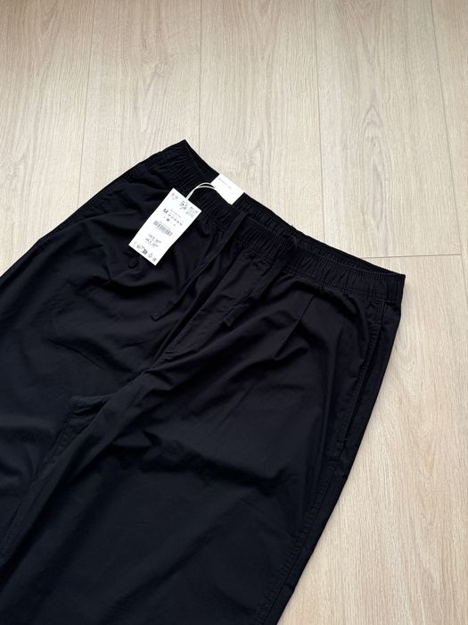 Легкі Брюки ZARA Balloon Fit Чоловічі Чорні Штани парашути Широкие Мужские Черные Штаны Зара