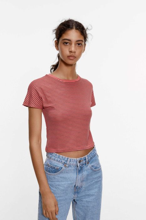Zara krótki t-shirt paski S