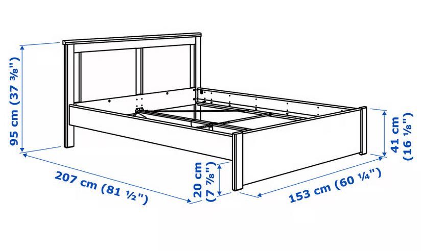 Cama 140x200 + Estrado + Colchão + Mesa Cabeceira - Modelo IKEA