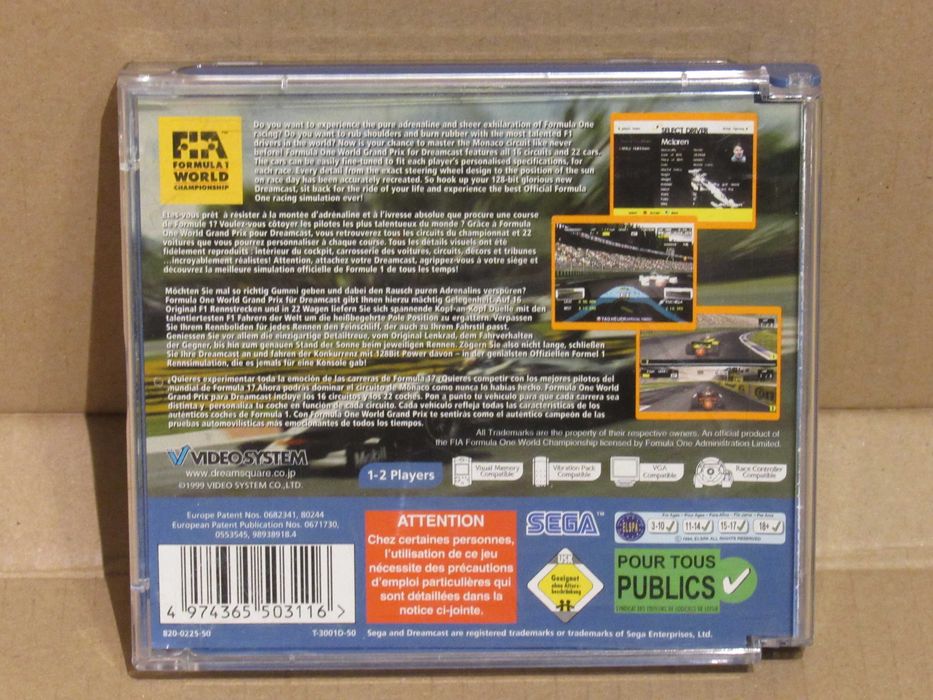 Jogo Sega Dreamcast F1 World Grand Prix
