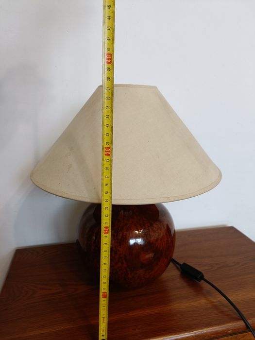 Lampa Vintage stołowa z brązową ceramiczną podstawą