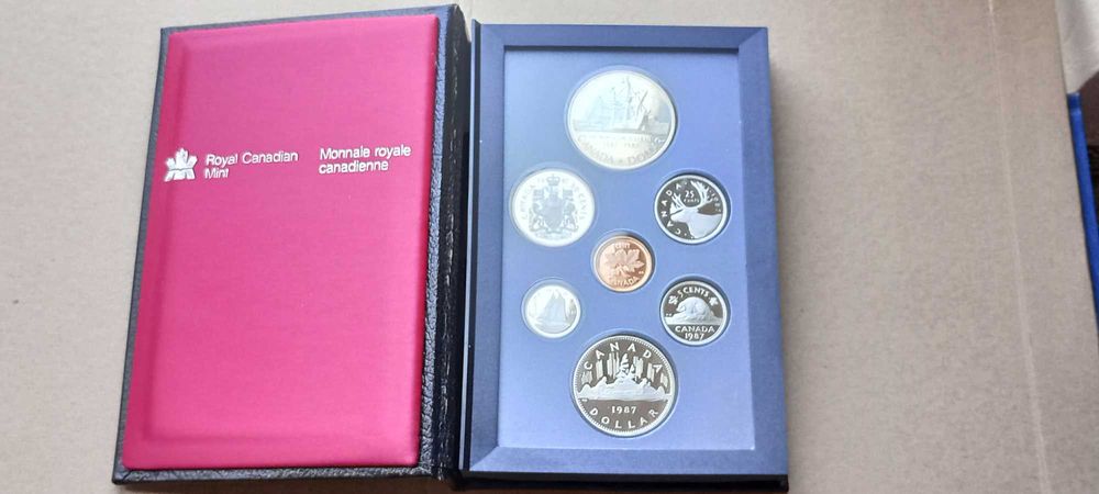 Stare monety Kanada 1987 zestaw 7 monet w tym 1 Srebrna