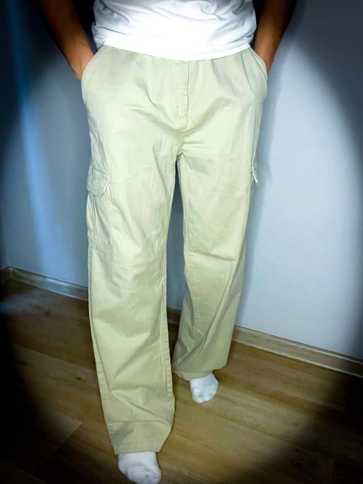 (L) Urban Classics Nowe Białe Męskie Spodnie Cargo Momo Szerokie