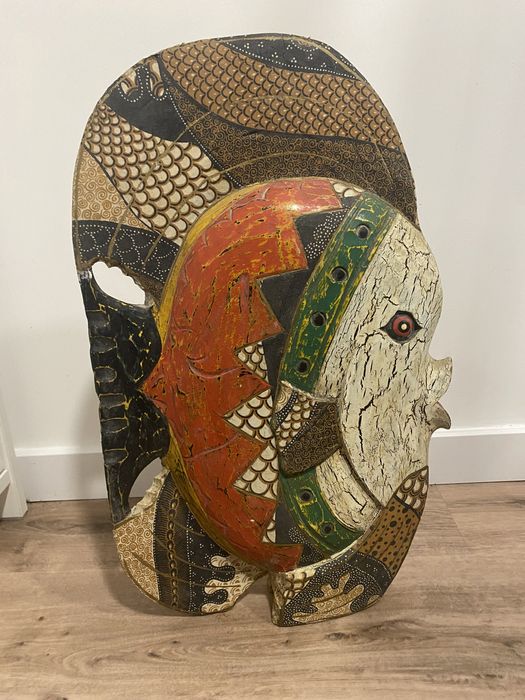 Peixe em madeira decorativo motivos étnicos