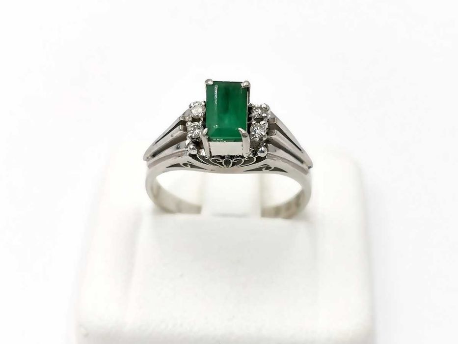 pierścionek platyna 900 szmaragd diamenty brylanty 5,09 g certyfikat