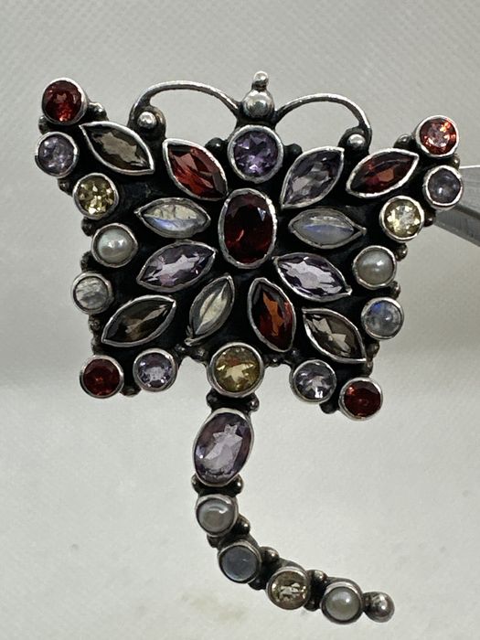 Брошка серебро 925 натуральные камни брошка срібло 925