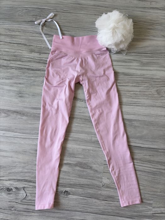damskie różowe legginsy sportowe Lift Popstar Gym Glamour / spodnie na siłownię push-up z marszczsniem rozmiar XS / nowa