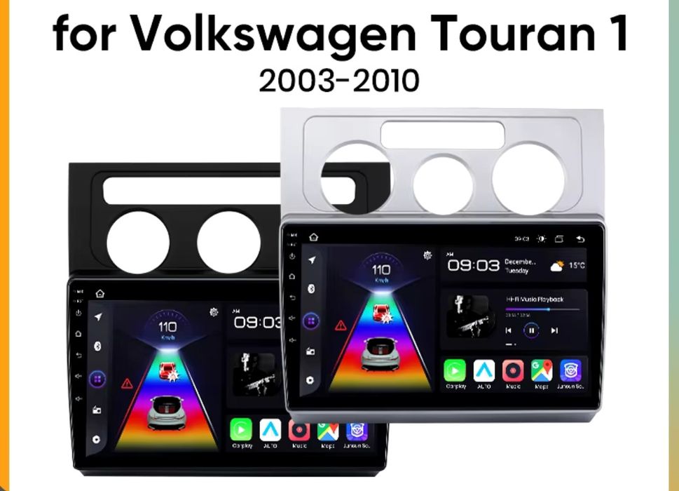 Rádio 10" Android Volkswagen TOURAN 2003-10 CARPLAY WIFI GPS 2/32GB