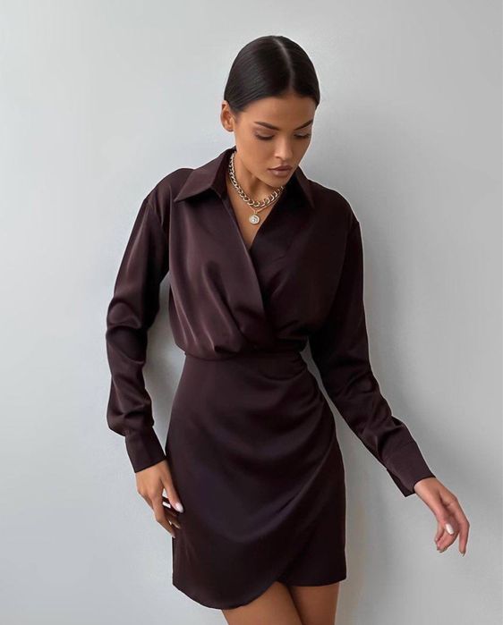 Женское платье шелк 42-46 черный,шоколад Жіноча сукня шовк Армані беж