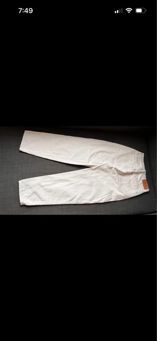 Jeansy H&M białe loose mom jeans 34 stan igła ultra hight waist