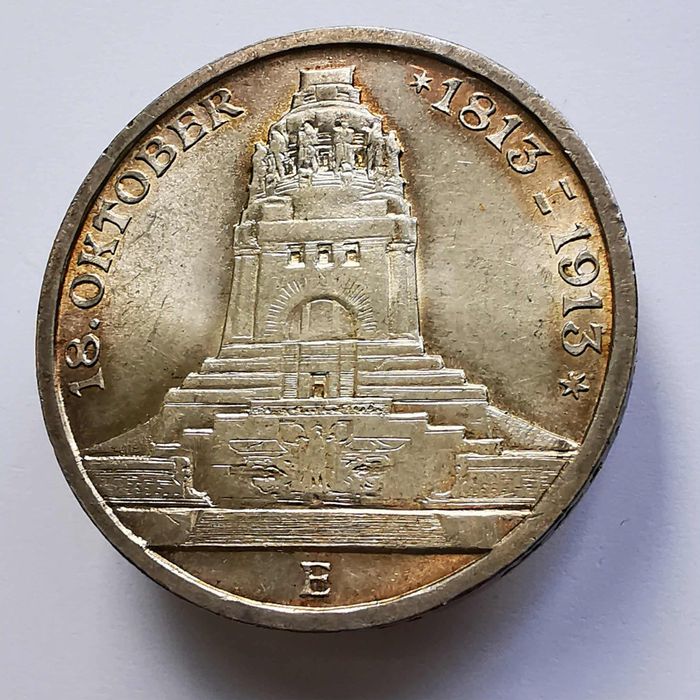 Saksonia, 3 marki 1913 E, Bitwa Lipsk, Pomnik