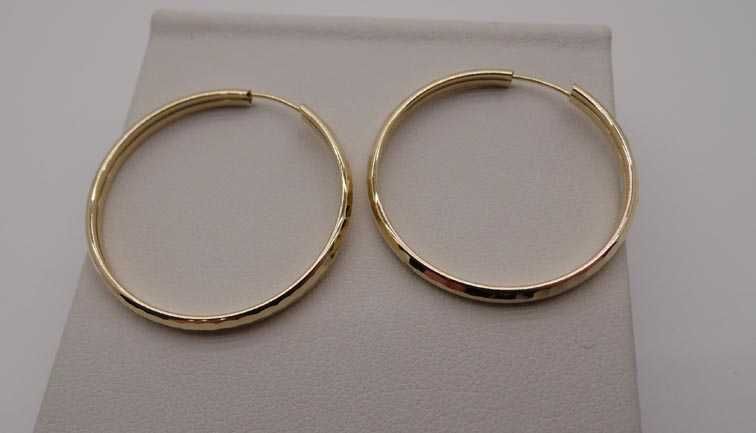 Złote kolczyki diamentowane koła 3,1 cm.