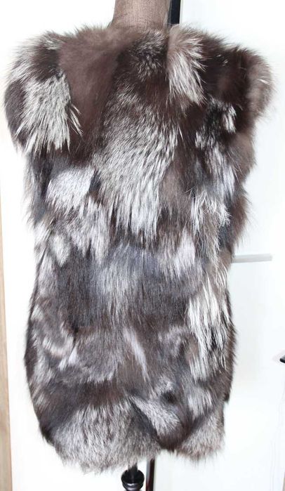 KARIBU kamizelka futro lisa srebrnego lis 38 m s szara la mania