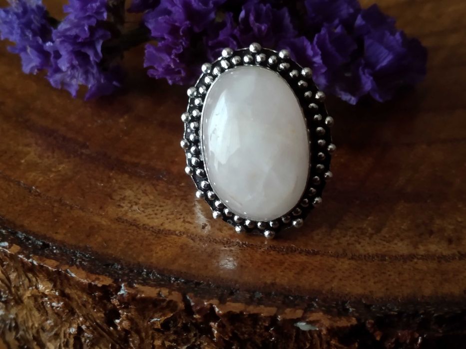 (NOVO, PORTES GRÁTIS) Anel Feito à Mão de Prata 925 e Quartzo Natural