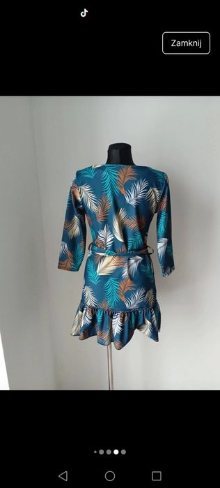 Sukienka z baskinką kwiaty lata 80 Basic casual coguette
