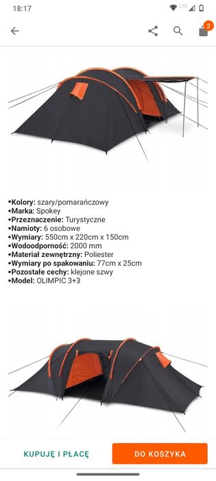 Podwójny namiot sprzedam Inowrocław • OLX.pl