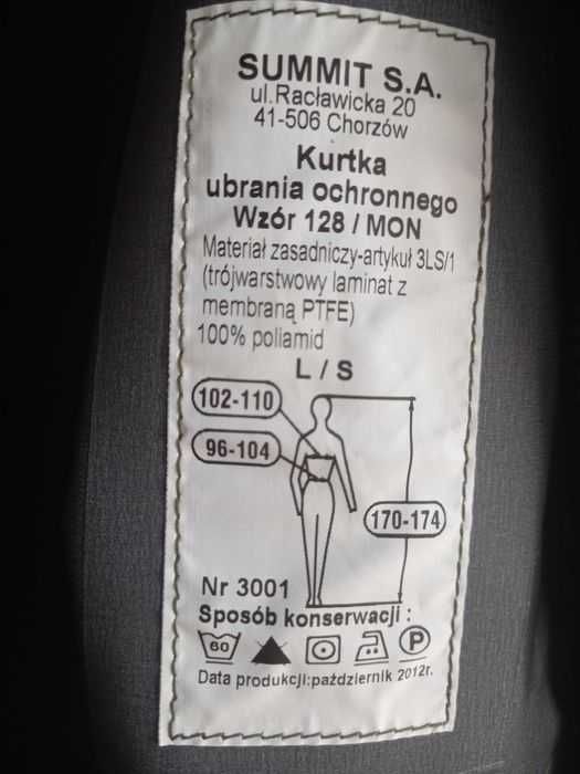 Goratex komplet L/S nowy