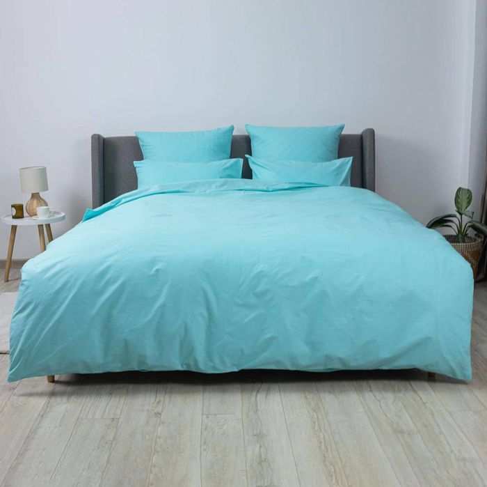 Комплект постільної білизни односпальний блакитний, бірюзовий, постіль
