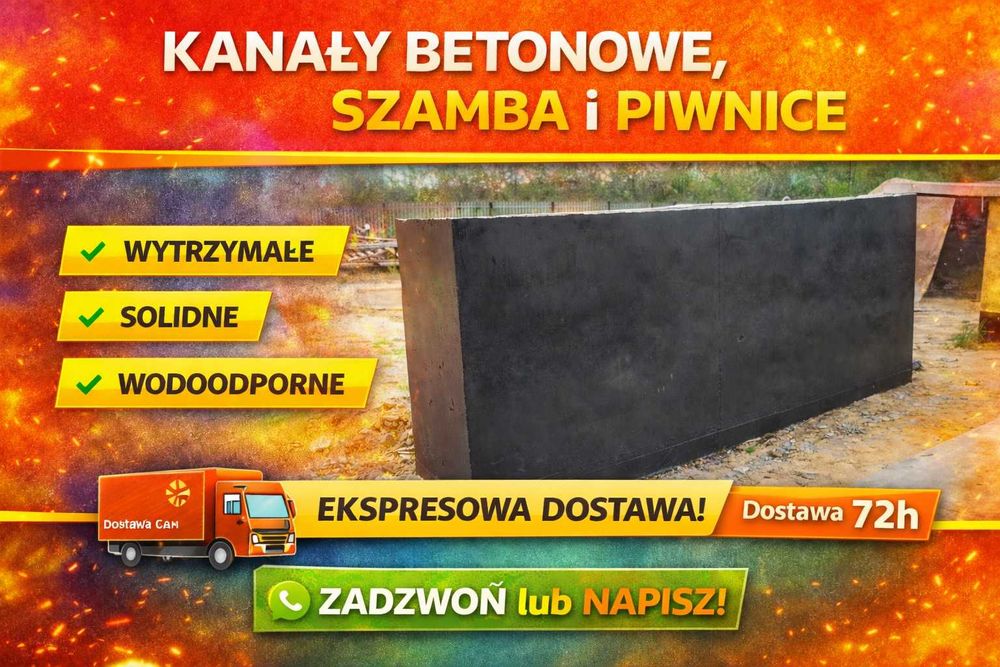 KANAŁ betonowe KANAŁY do garażu warsztatu SZCZELNE zbiorniki na szambo