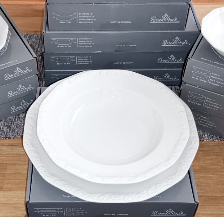 Rosenthal Biała Maria serwis talerze do obiadu 12 cz. Dla 6 osób Nowe