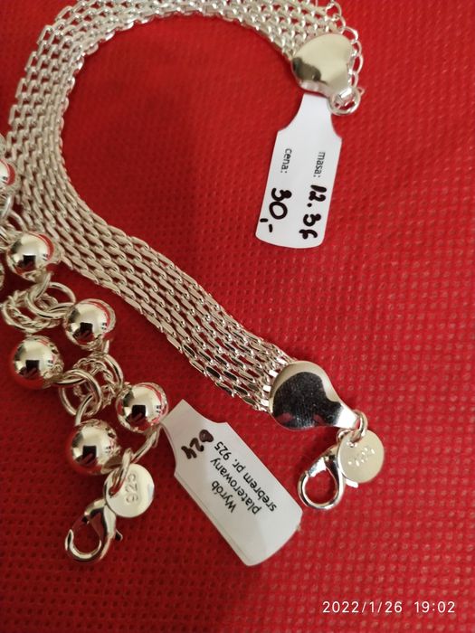 Bransoletka platerowana srebrem próby 925