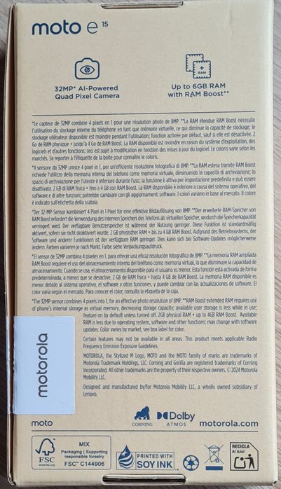 motorola moto e15 - novo - 64GB Misty Blue