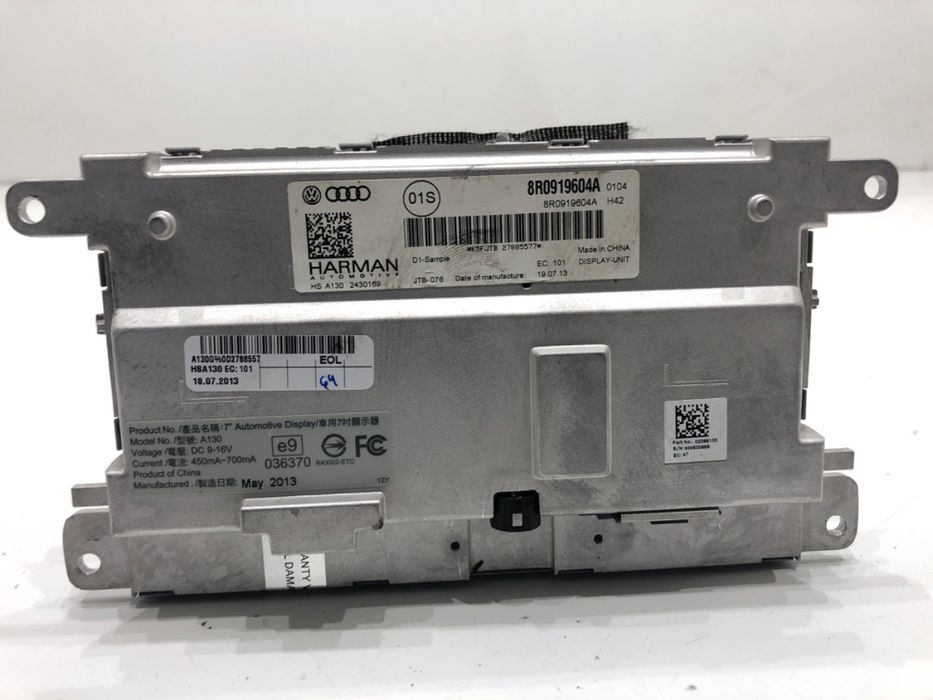 WYŚWIETLACZ AUDI A4 B8 8R0919604A 07-15 EKRAN MONITOR, MULTIMEDIA