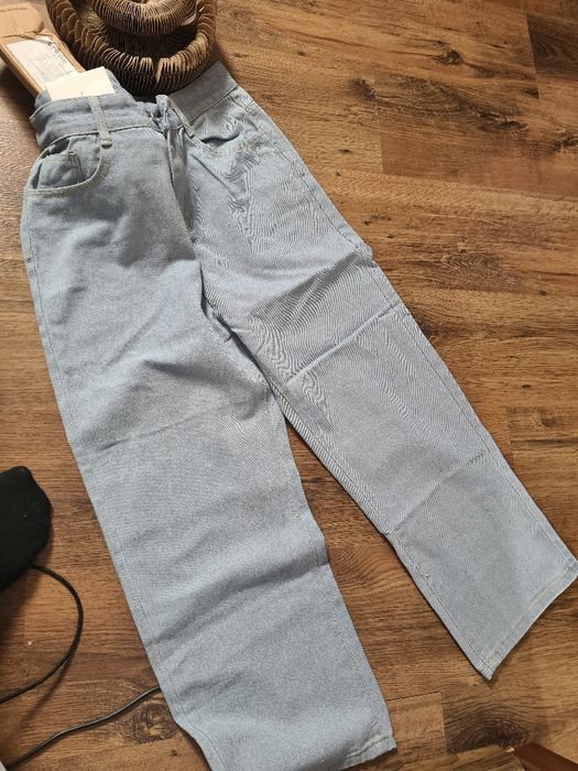 Spodnie jeans L wide leg loose