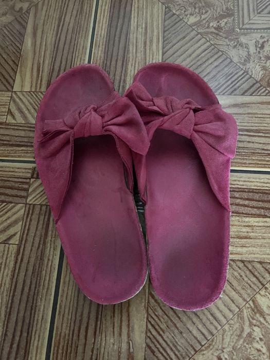 Klapki rozowe z kokardką