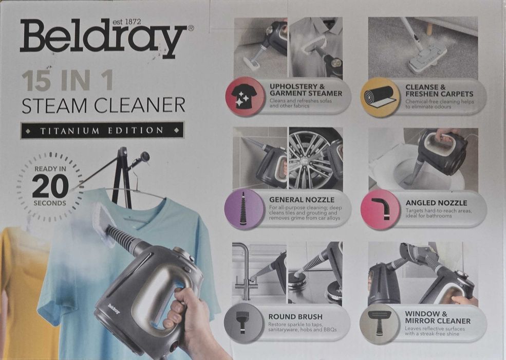 Odkurzacz parowy wielofunkcyjny bezchemiczny ręczny Beldray 15w1 1350W