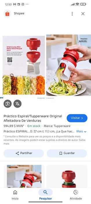 Espiralizador Tupperware como novo