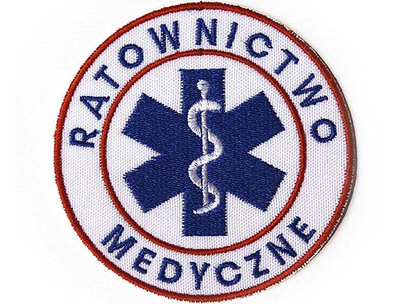 Emblemat RATOWNICTWO MEDYCZNE koło białe