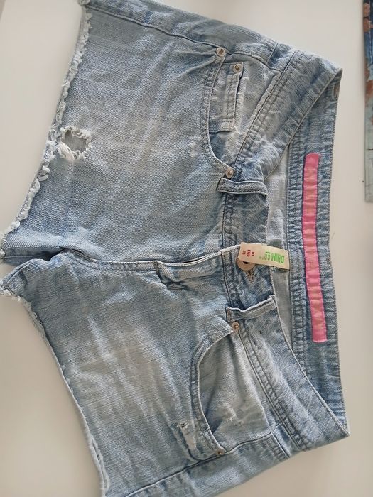 Krótkie spodenki jeansowe niebieskie M 38 dziury jeansy