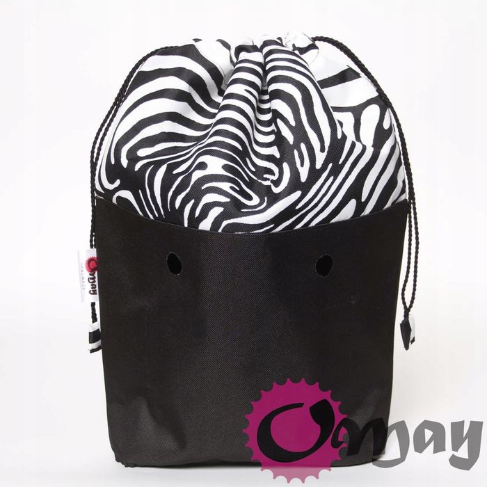 Czarny organizer komin do OBAG MINI WOREK zebra 2 kieszenie OMAY