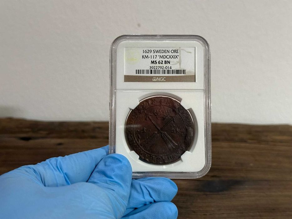 Szwecja, 1 öre ore 1629, Nykoping NGC MS62 (MAX) - PIĘKNE