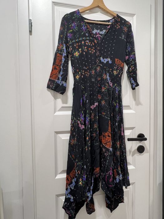 Desigual sukienka długa z wzorami lekka na lato wiosnę wakacje 40