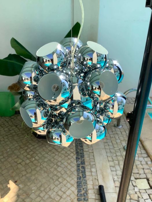 Candeeiro Suspensão Sputnik Cromado – 22 Luzes – Novo