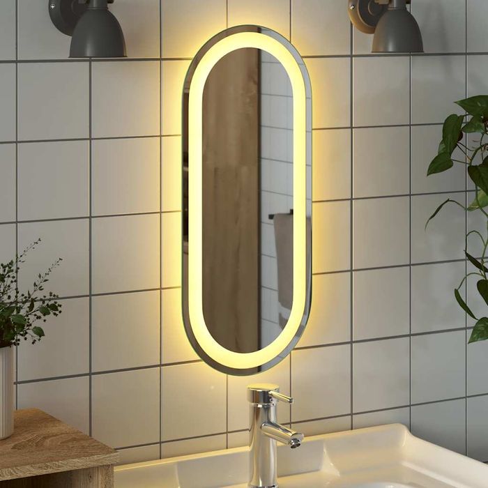 Lustro Łazienkowe Z Led, 60X25 Cm, Owalne
