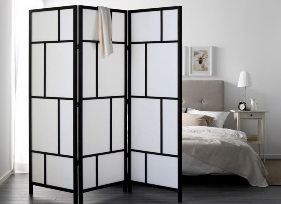 RISÖR Biombo, branco/preto