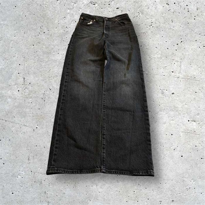 Jeansy Levi's z wysokim stanem Straight proste szaro-czarne 28