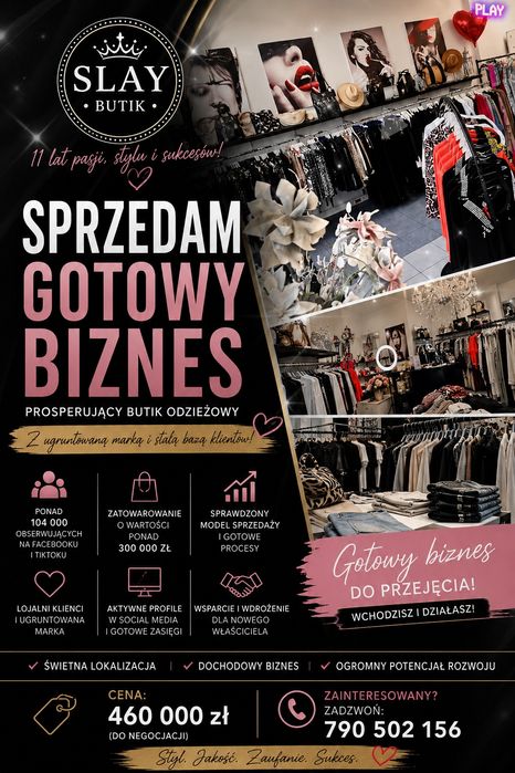 Sprzedam prosperujący butik odzieżowy