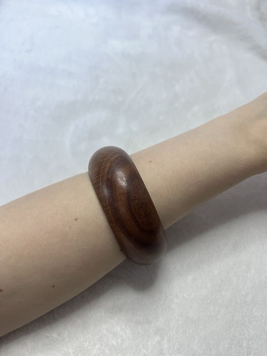 Drewniana szeroka okrągła bransoletka boho etno hippie wood drewno 13