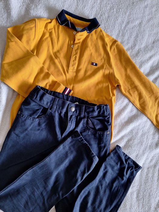 Elegancki zestaw bluzki i spodni Mayoral i H&M 122 rozm.
